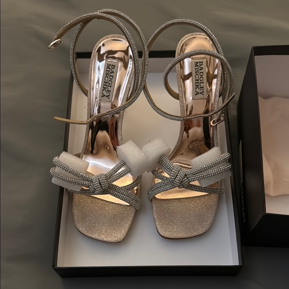 Badgley Mischka Gold Effie Strappy Heels